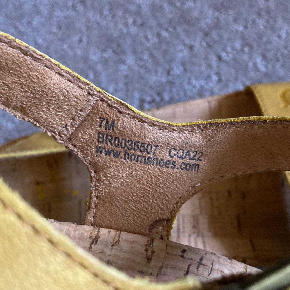 Born Yellow Leather Platform Sandals with Buckle Strap - Picture 10 of 10